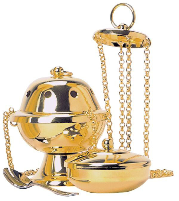 Gold Plated Chapel Censer with Boat - no. K1001