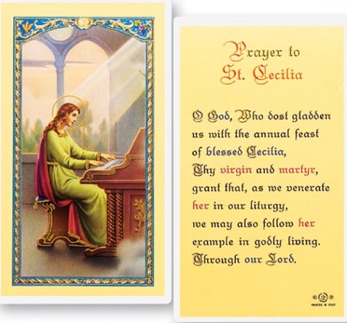 Saint Cecilia Prayer Cards - Patron of Musicians - 800-179
