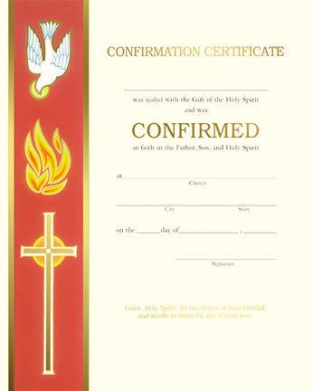 Confirmation Certificates with Banner 50 ct. per box