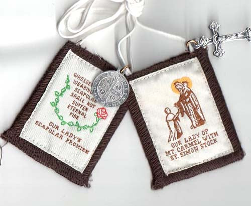 Regal Brown Wool Scapular on White Cord