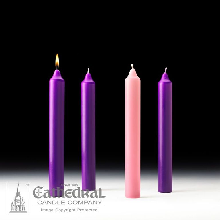 12 x 1.5 inch Purple & Rose Advent Candle Set Stearine