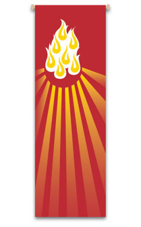Flames of Pentecost Red Printed Banner no. 7116