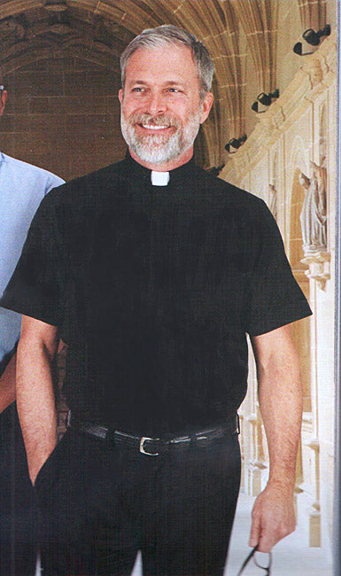 Black Summer Comfort Clergy Shirt with Tab Collar