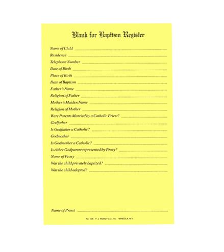 No. 136 Baptismal Blank Register Form