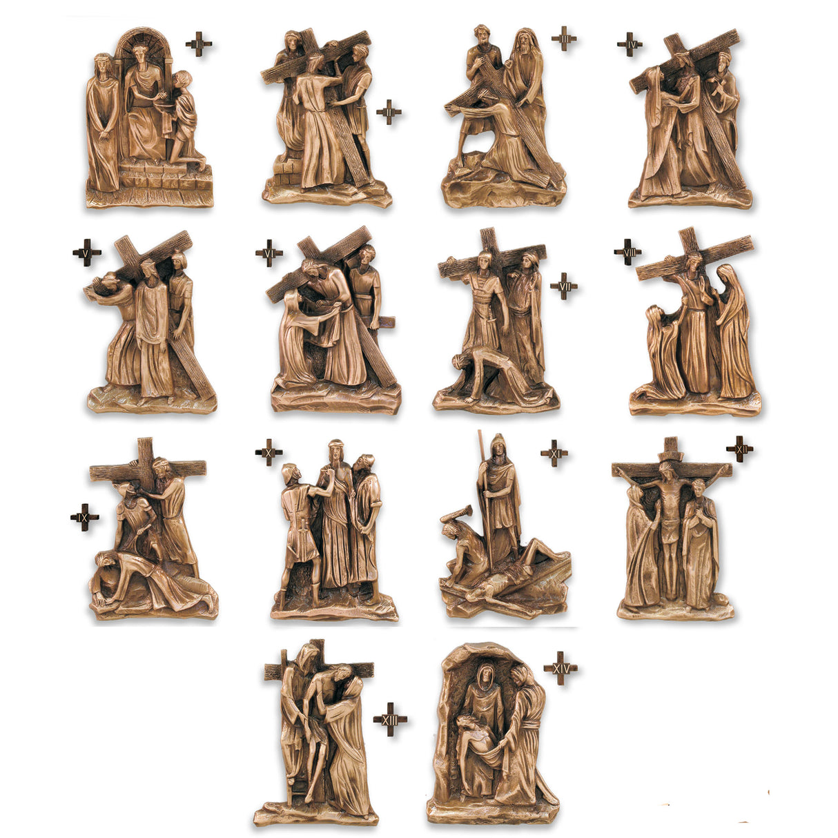 Bronze Stations of the Cross 10" high - 14 Plaques