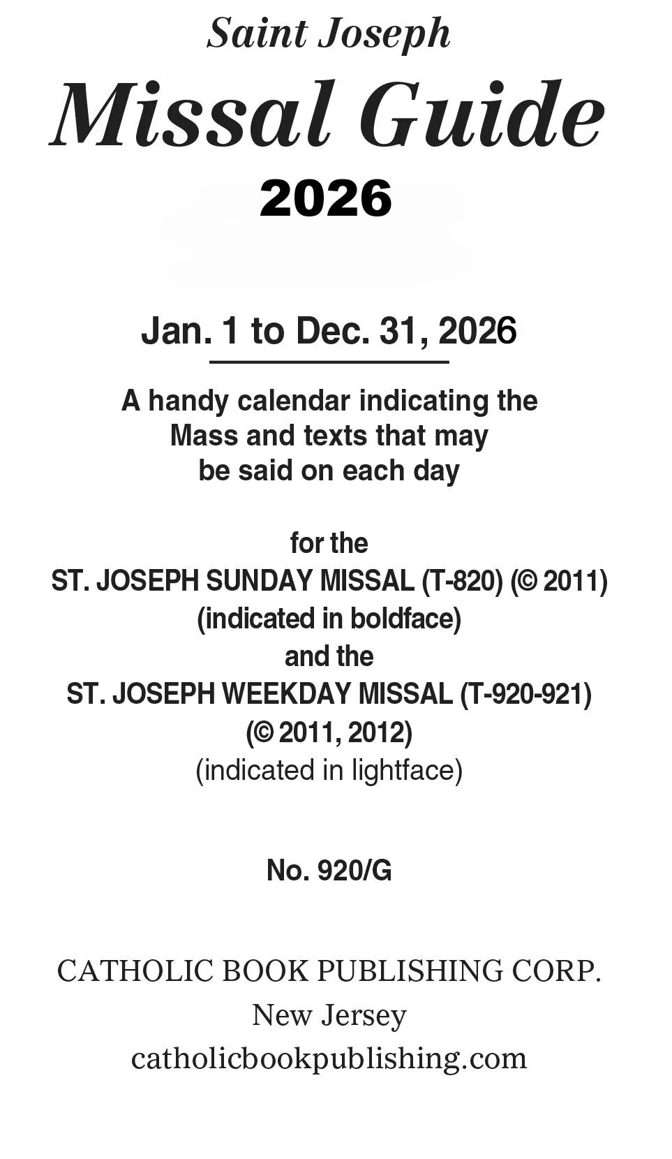 2026 Annual Missal Guide