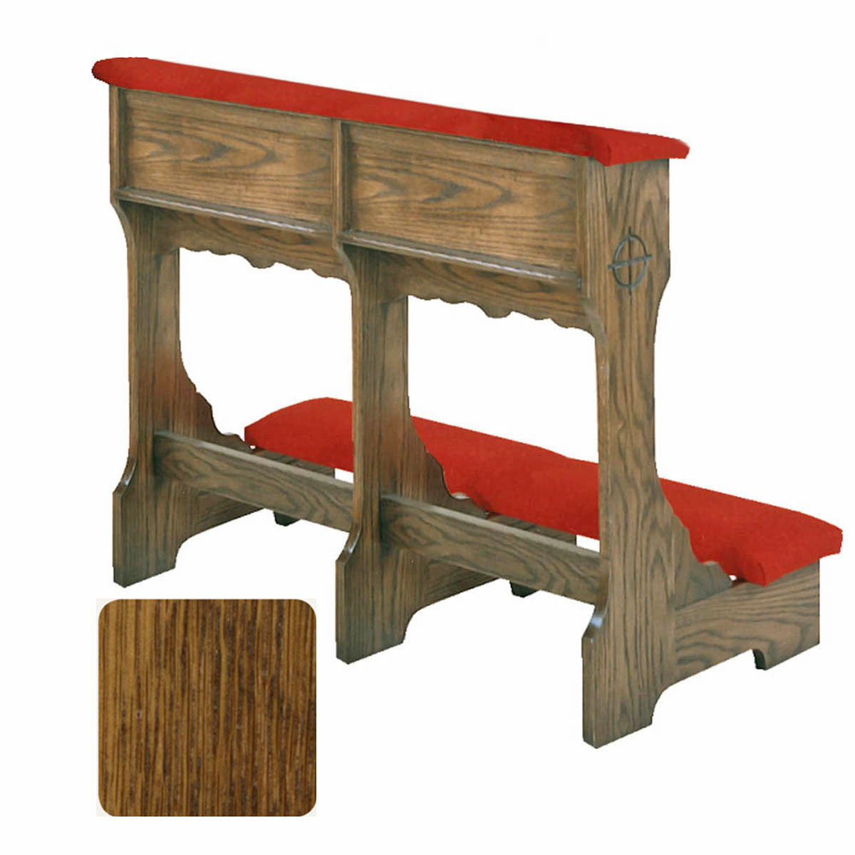 Medium Oak Finish Wedding Prie Dieu with Shelf W58W