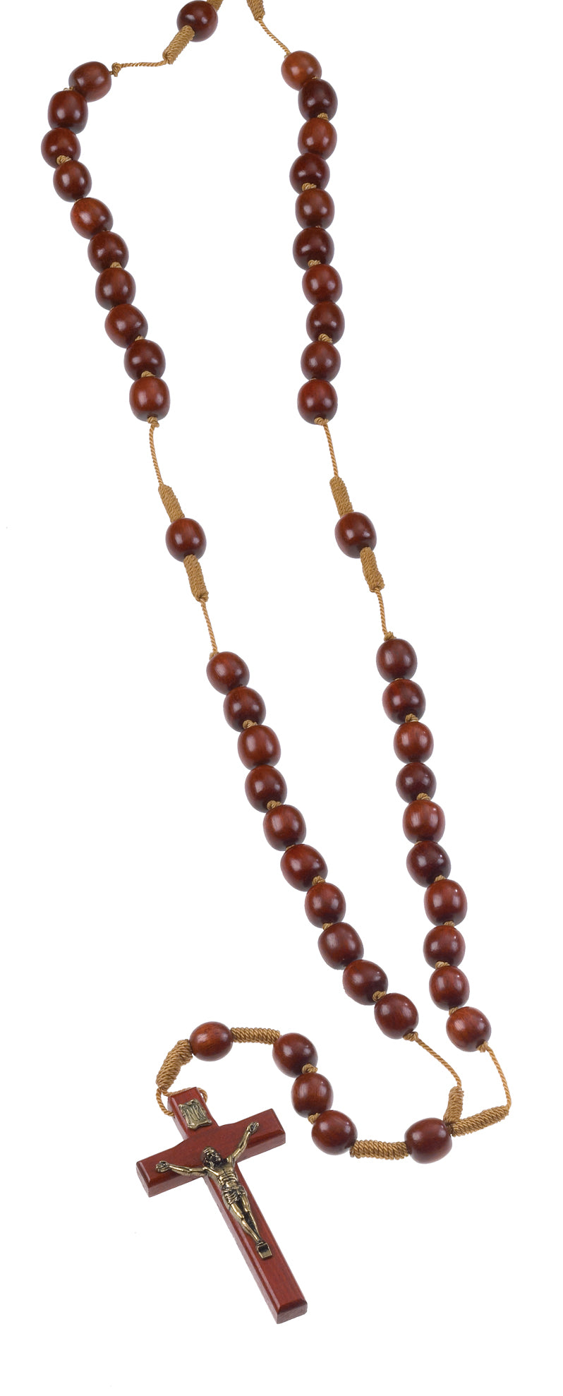 Corded Round Wood Bead Wall Rosary