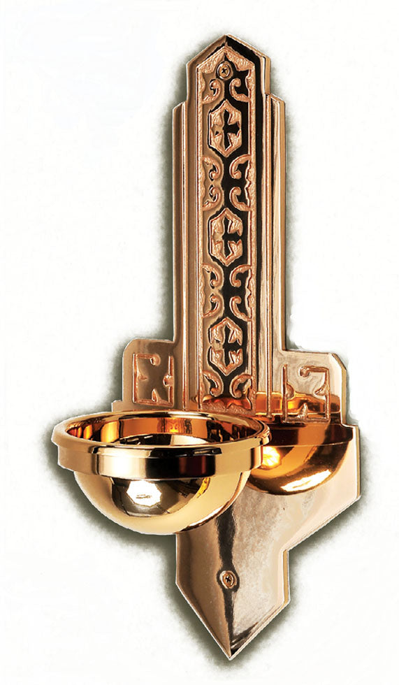 3 Cross Decorative Back Holy Water Font - No. 99HWF42-5