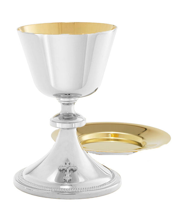 Silver Chalice with Extra Large Cup and Beaded Base - A-107S