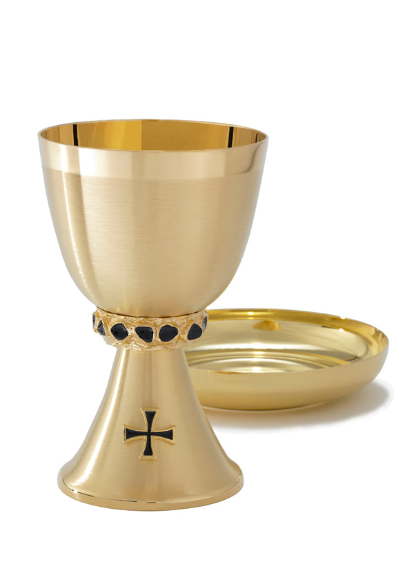 Gold Plated Chalice with Black Stone Node A113G