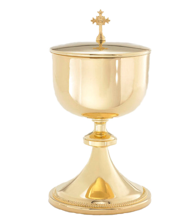Gold Plated Ciborium with Beaded Edge Base B108G