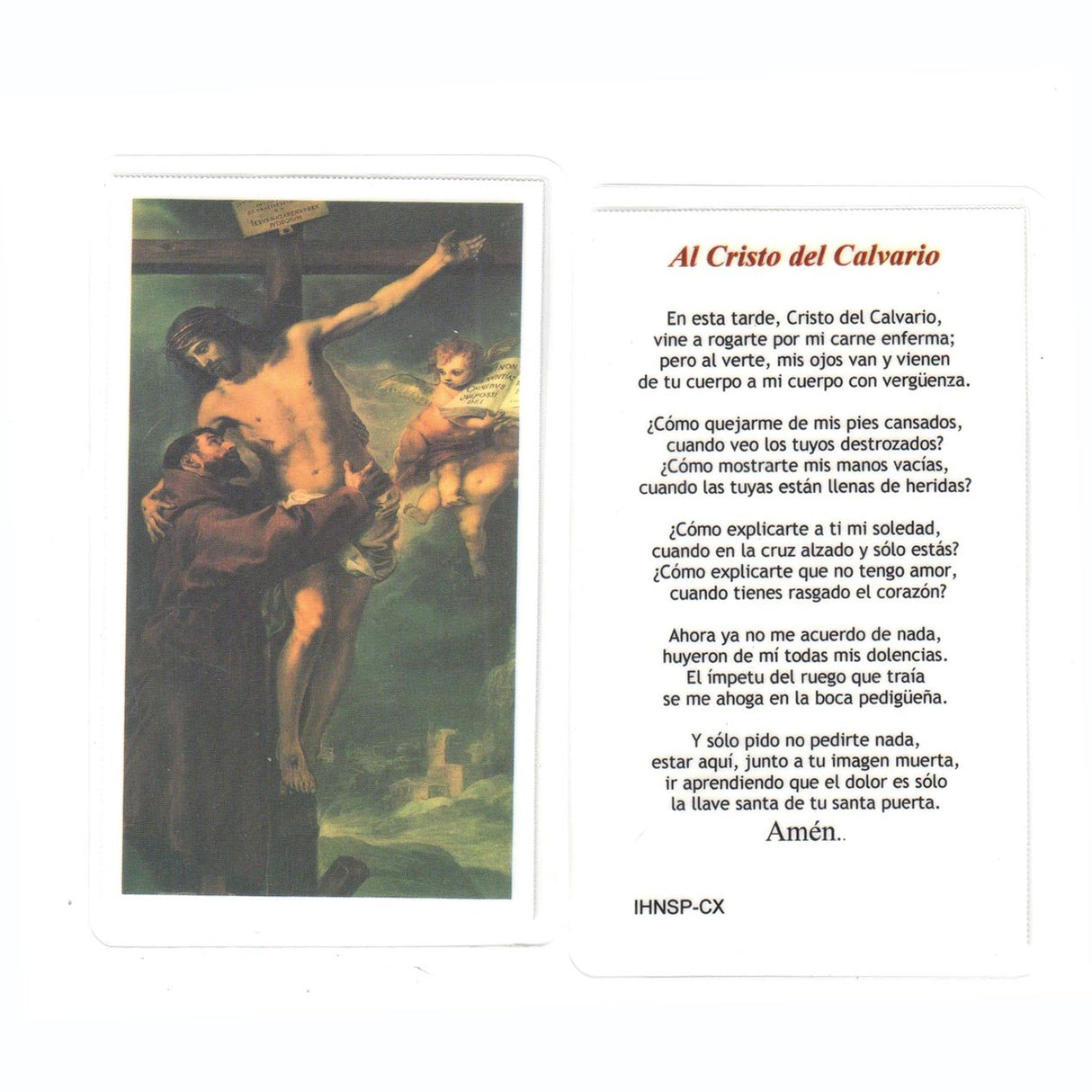 Cristo Crucificado con San Francisco Estampa Laminada