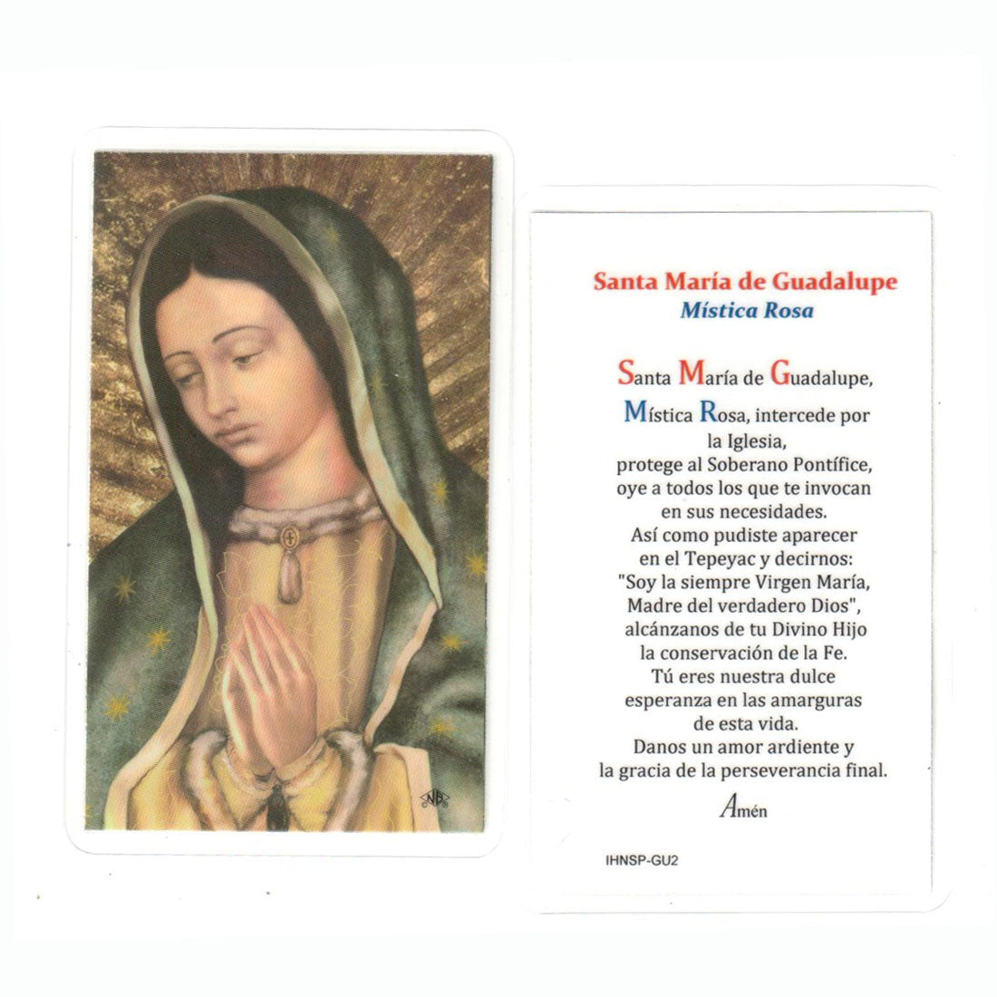 Tarjeta Santa de Nuestra Señora de Guadalupe