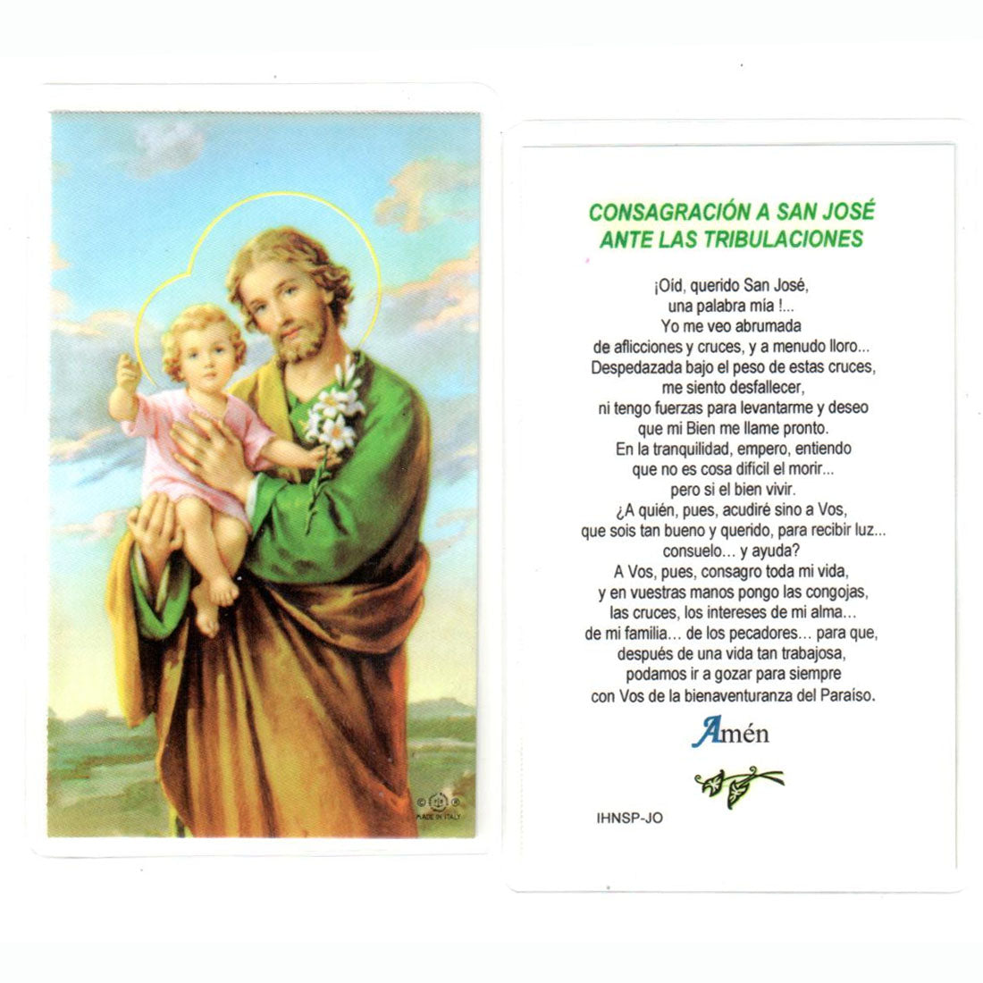 Tarjeta Santa a San José - Laminated