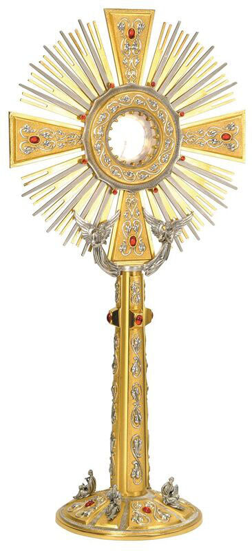 Tall Monstrance with Stones & Crosses K710 - 28 inches tall