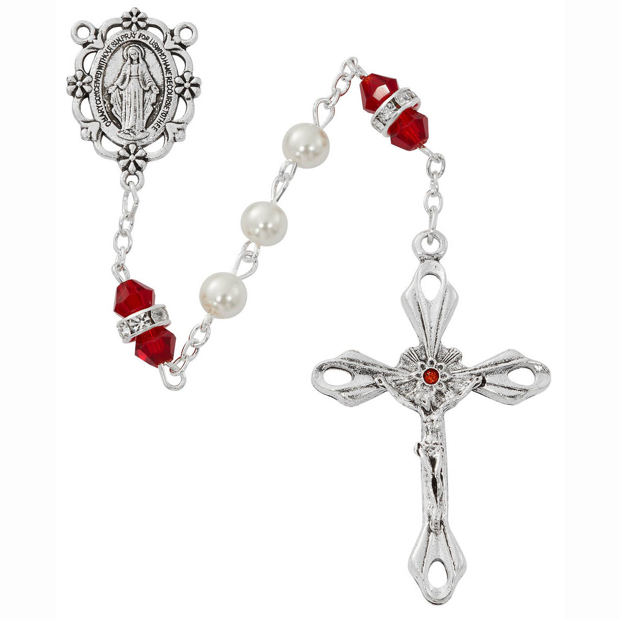 January Birthstone Pearl & Red Rosary - Garnet R917GAKF