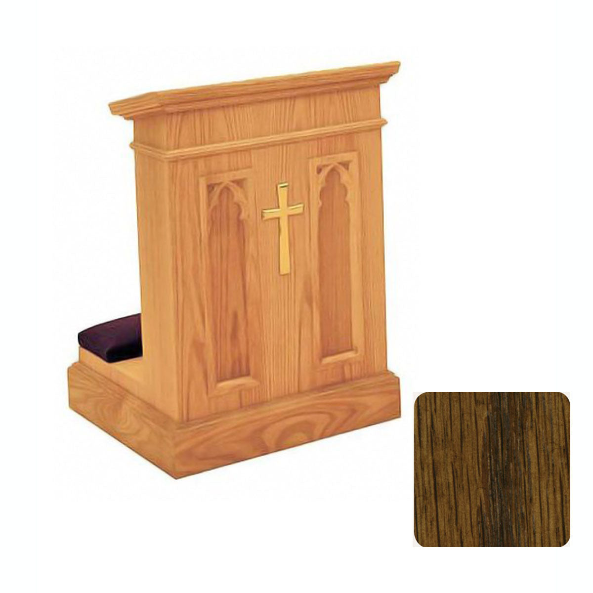 Dark Oak Enclosed Front Prie Dieu with Gothic Arches W1210