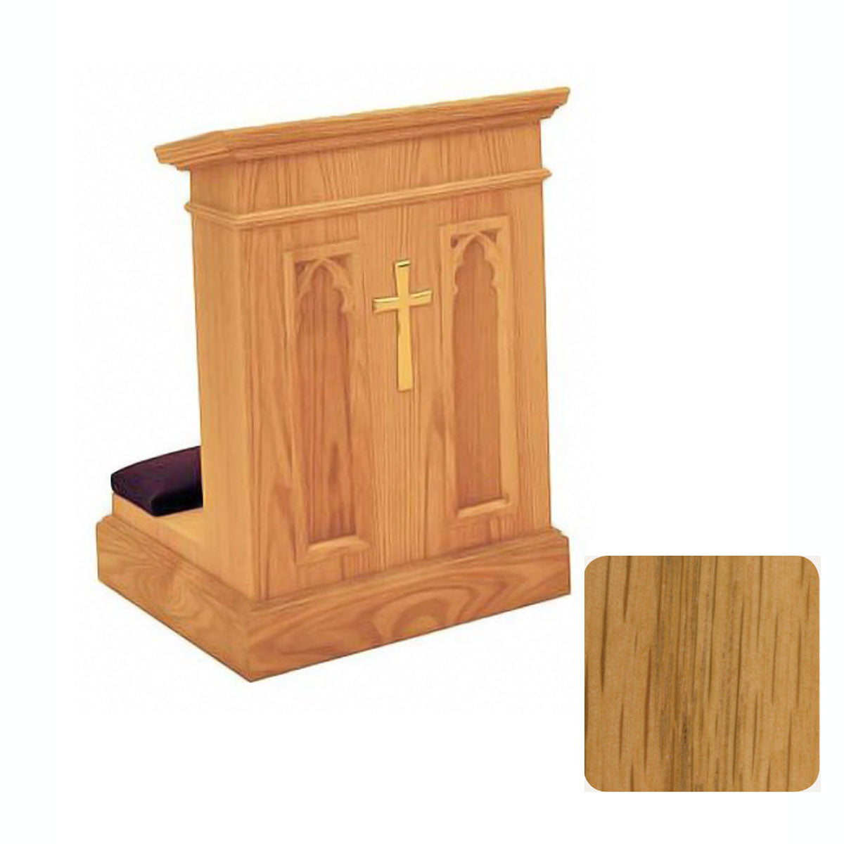 Fruitwood Finish Enclosed Front Prie Dieu with Gothic Arches W1210