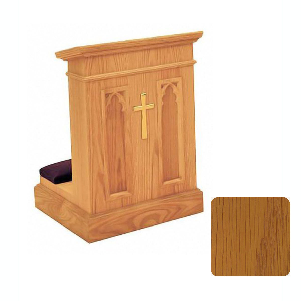 Golden Oak Enclosed Front Prie Dieu with Gothic Arches W1210