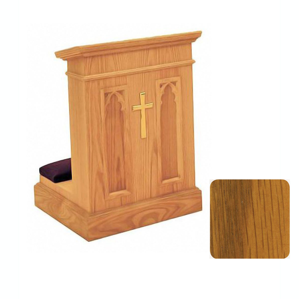 Harvest Oak Enclosed Front Prie Dieu with Gothic Arches W1210