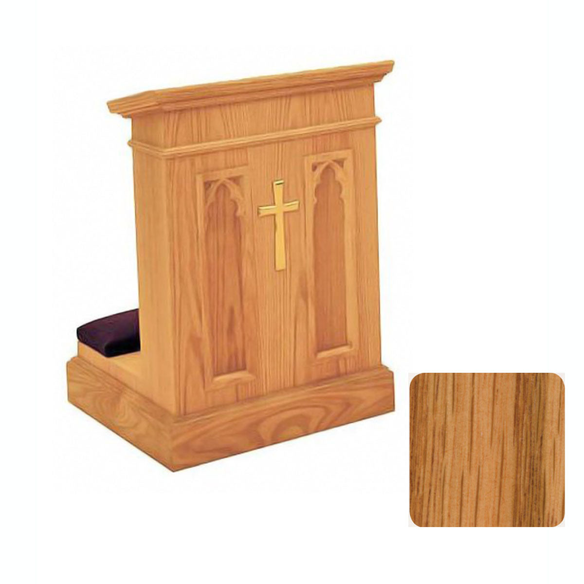 Light Oak Enclosed Front Prie Dieu with Gothic Arches W1210