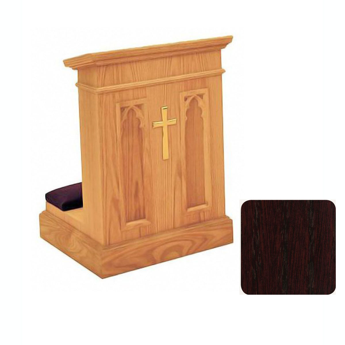 Mahogany Finish Enclosed Front Prie Dieu with Gothic Arches W1210