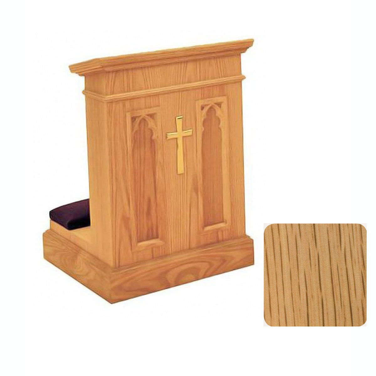 Natural Oak Enclosed Front Prie Dieu with Gothic Arches W1210