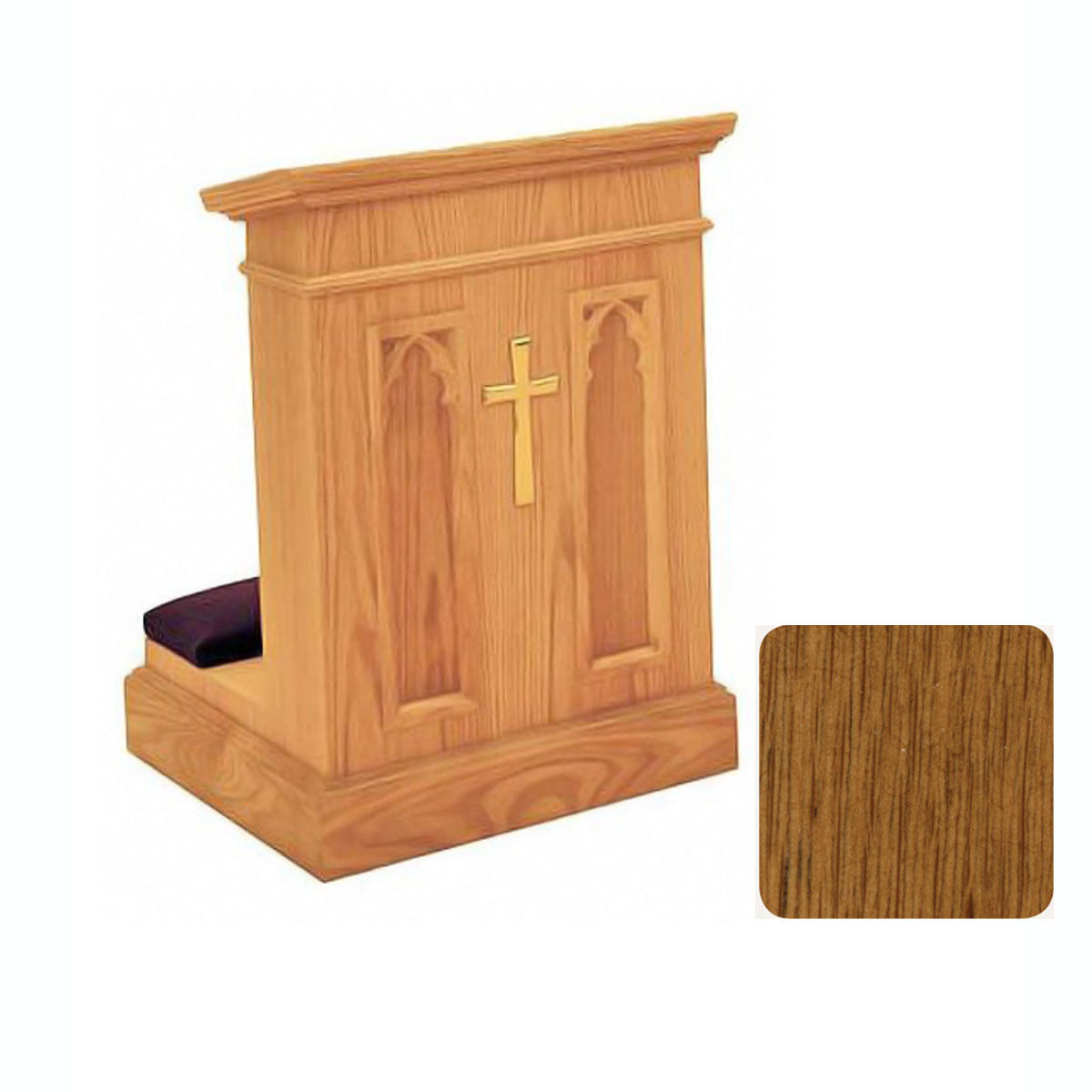 Rosewood Finish Enclosed Front Prie Dieu with Gothic Arches W1210