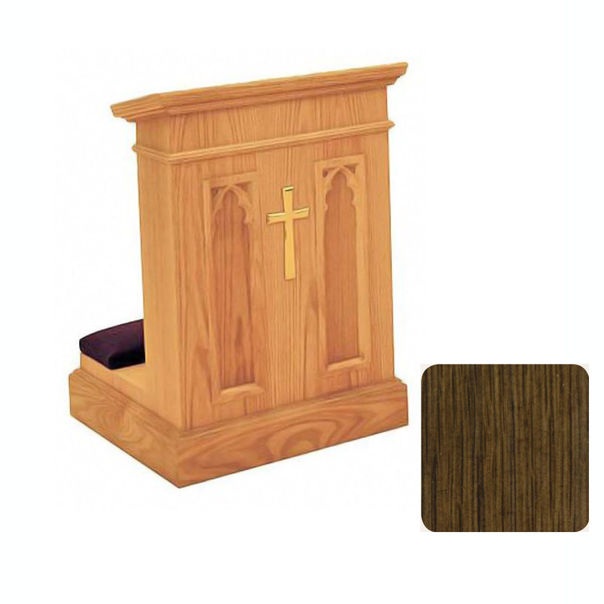 Walnut Finish Enclosed Front Prie Dieu with Gothic Arches W1210