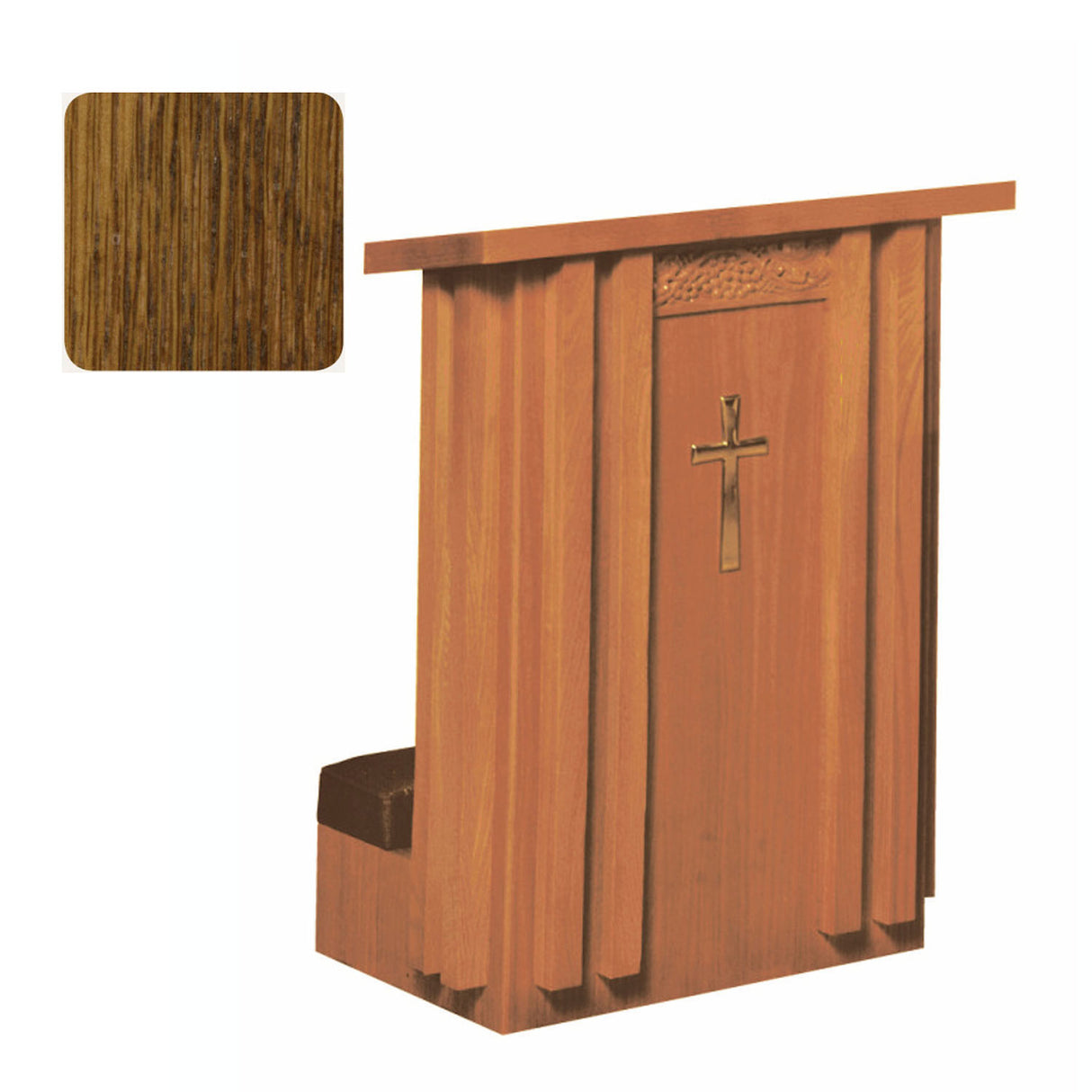 Medium Oak Finish Solid Front Prie Dieu with Shelf in 2 widths 2010