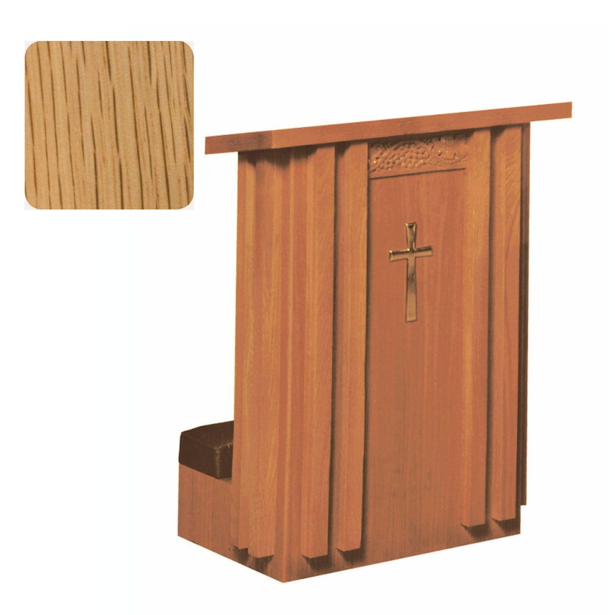 Natural Oak Finish Solid Front Prie Dieu with Shelf in 2 widths 2010