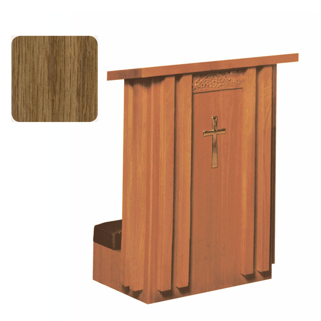 Pecan Finish Solid Front Prie Dieu with Shelf in 2 widths 2010