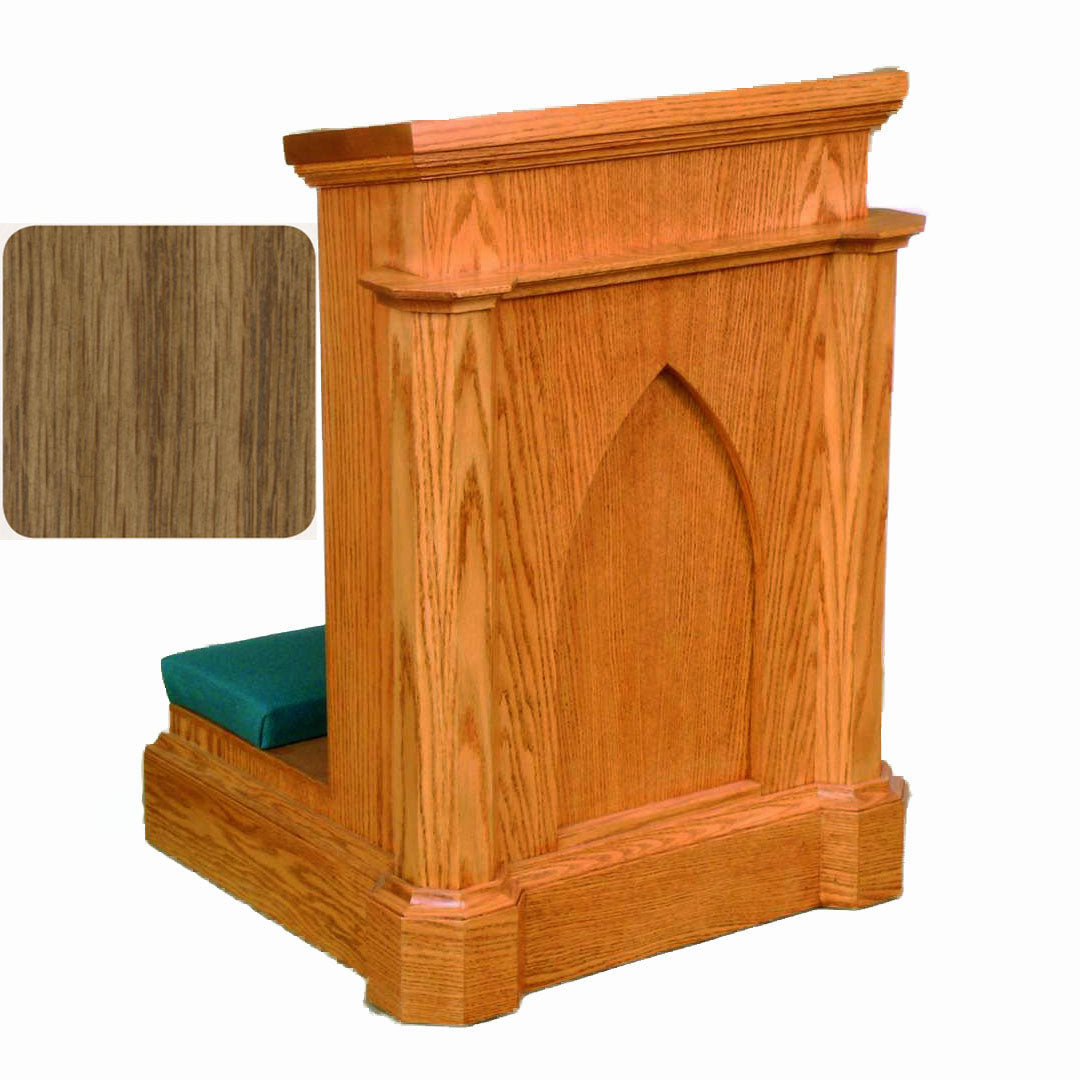 Pecan Finish Gothic Arch Solid Front Prie Dieu 267