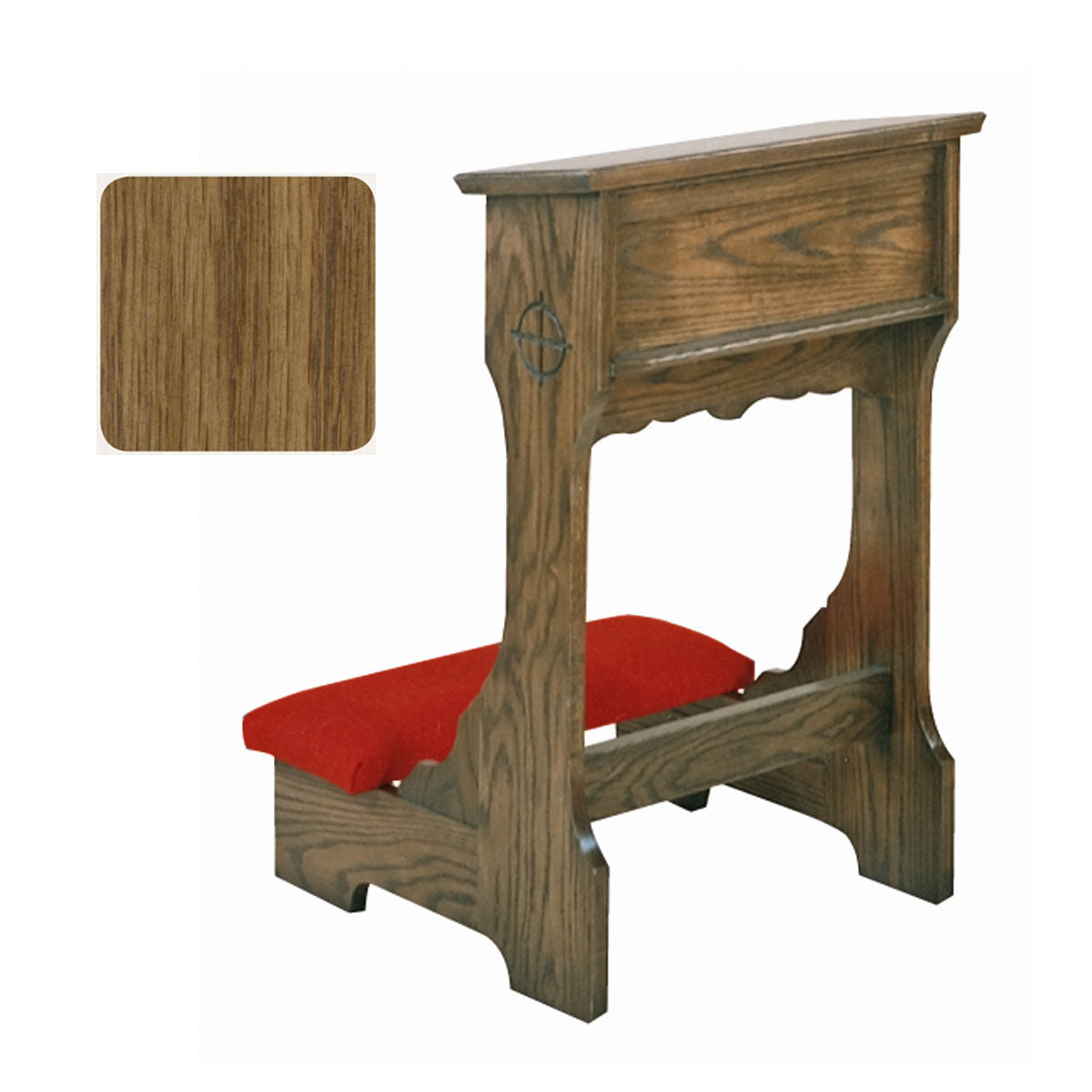 Pecan Finish Prie Dieu (Kneeler) with Shelf no. 58