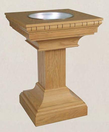 Large Square Wood Baptismal Font 659