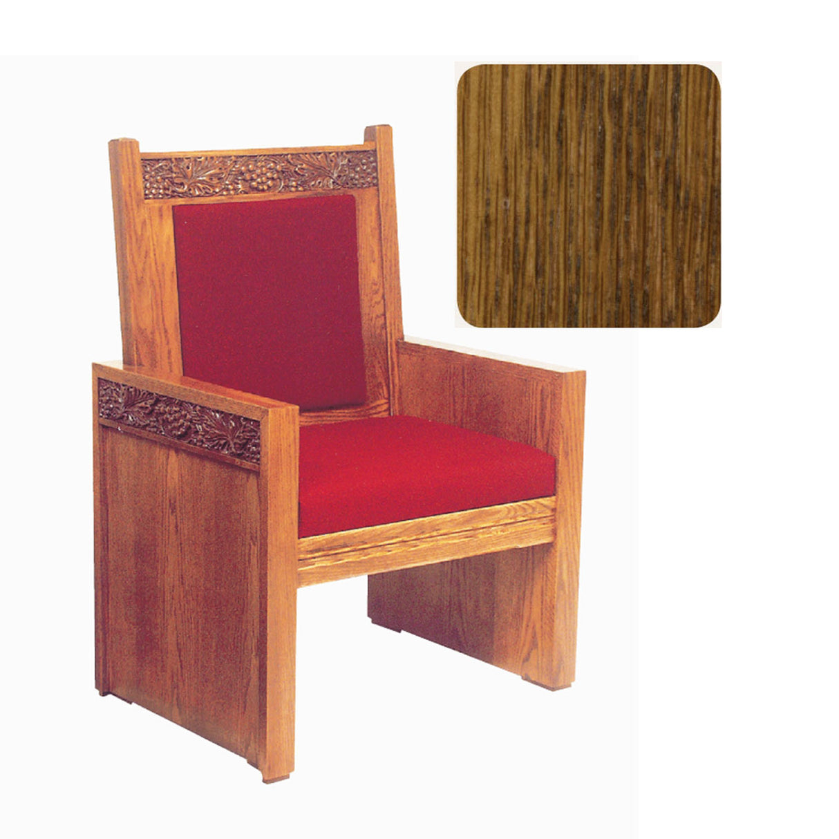 Medium Oak Finish Celebrant Chair with Vine Decor 684