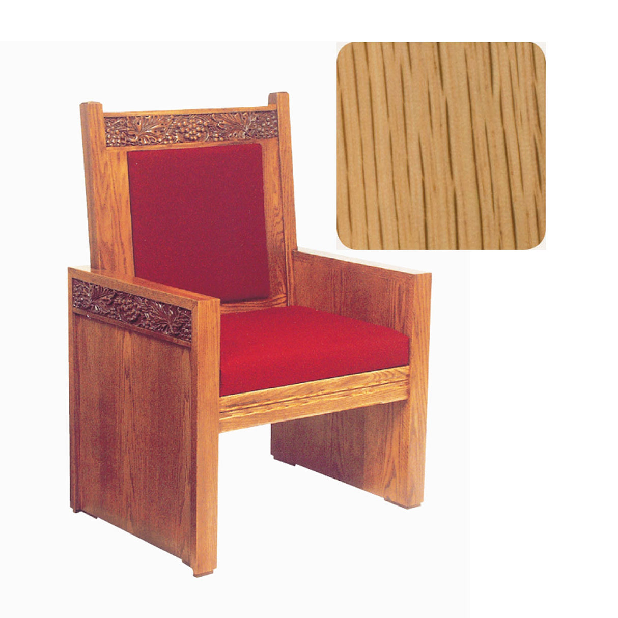 Natural Oak Finish Celebrant Chair with Vine Decor 684