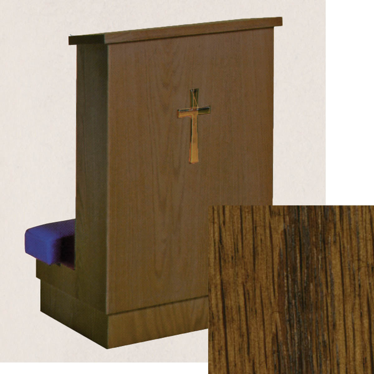 Solid Front Kneeler (Prie Dieu) with Shelf - Dark Oak 8011