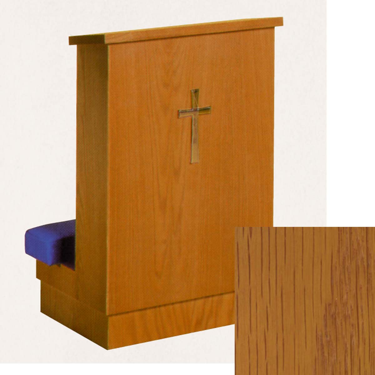 Solid Front Kneeler (Prie Dieu) with Shelf - Golden Oak 8011