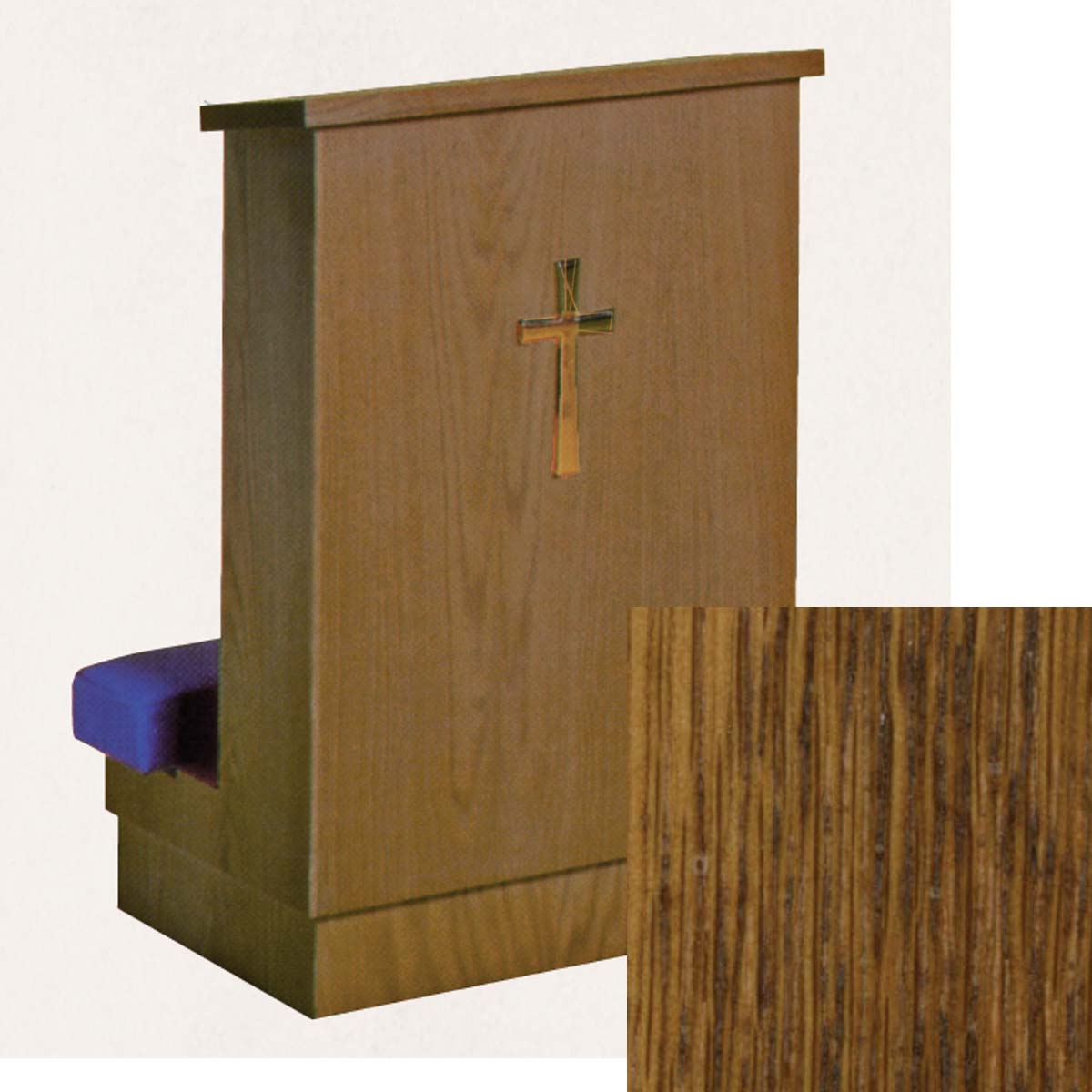 Solid Front Kneeler (Prie Dieu) with Shelf - Medium Oak 8011