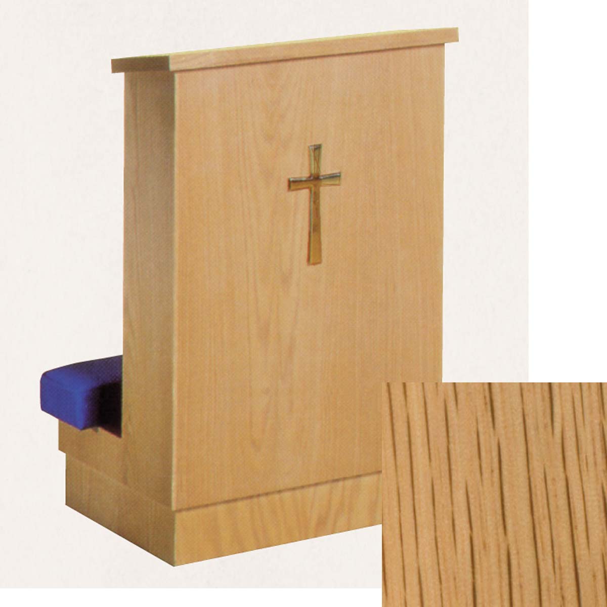 Solid Front Kneeler (Prie Dieu) with Shelf - Natural Oak 8011