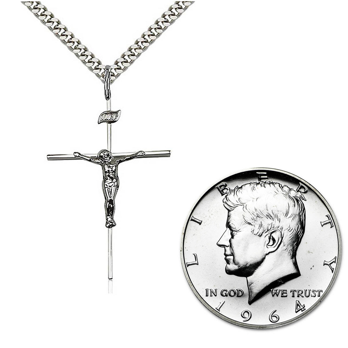 Sterling Silver 1.5 High Polished Crucifix Pendant - Large 0011CSS