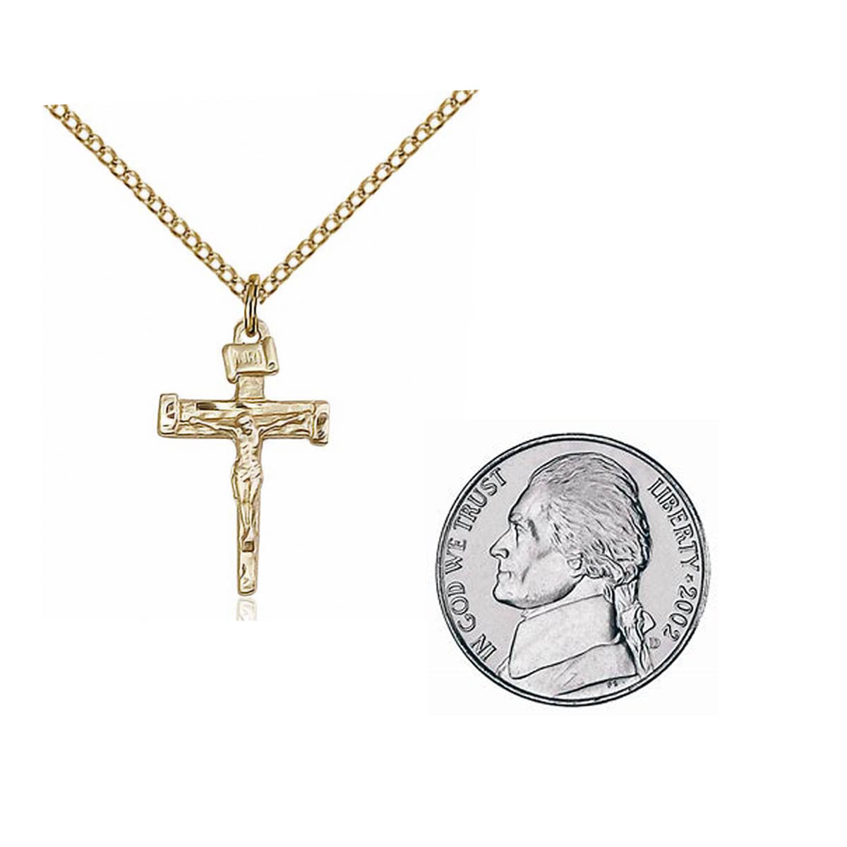 Gold Filled Nail Crucifix Pendant - Small