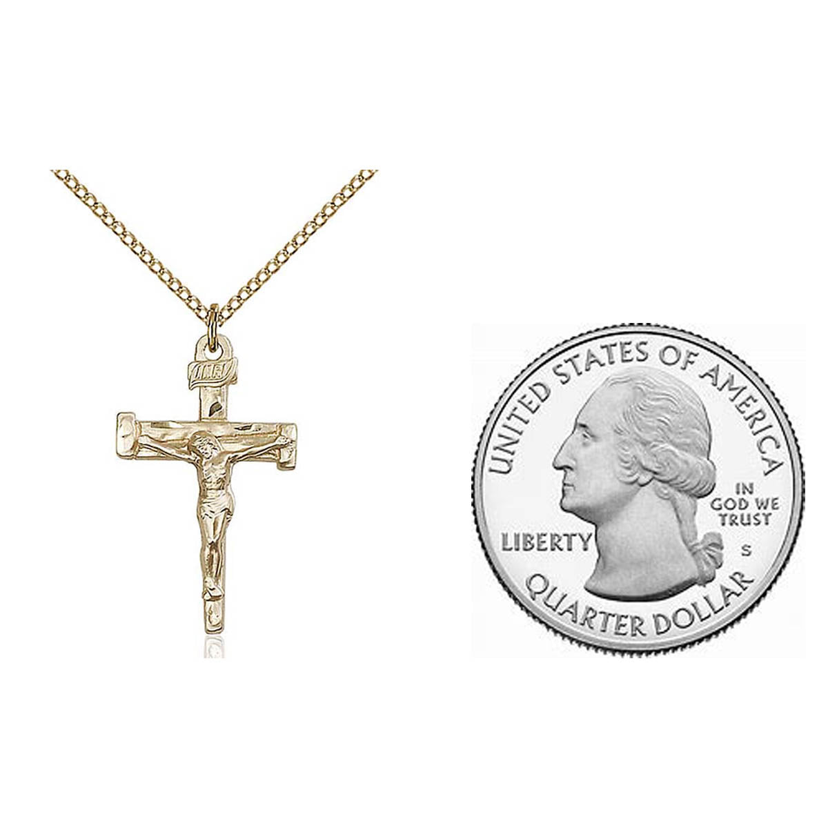 Gold Filled Nail Crucifix Pendant - Medium