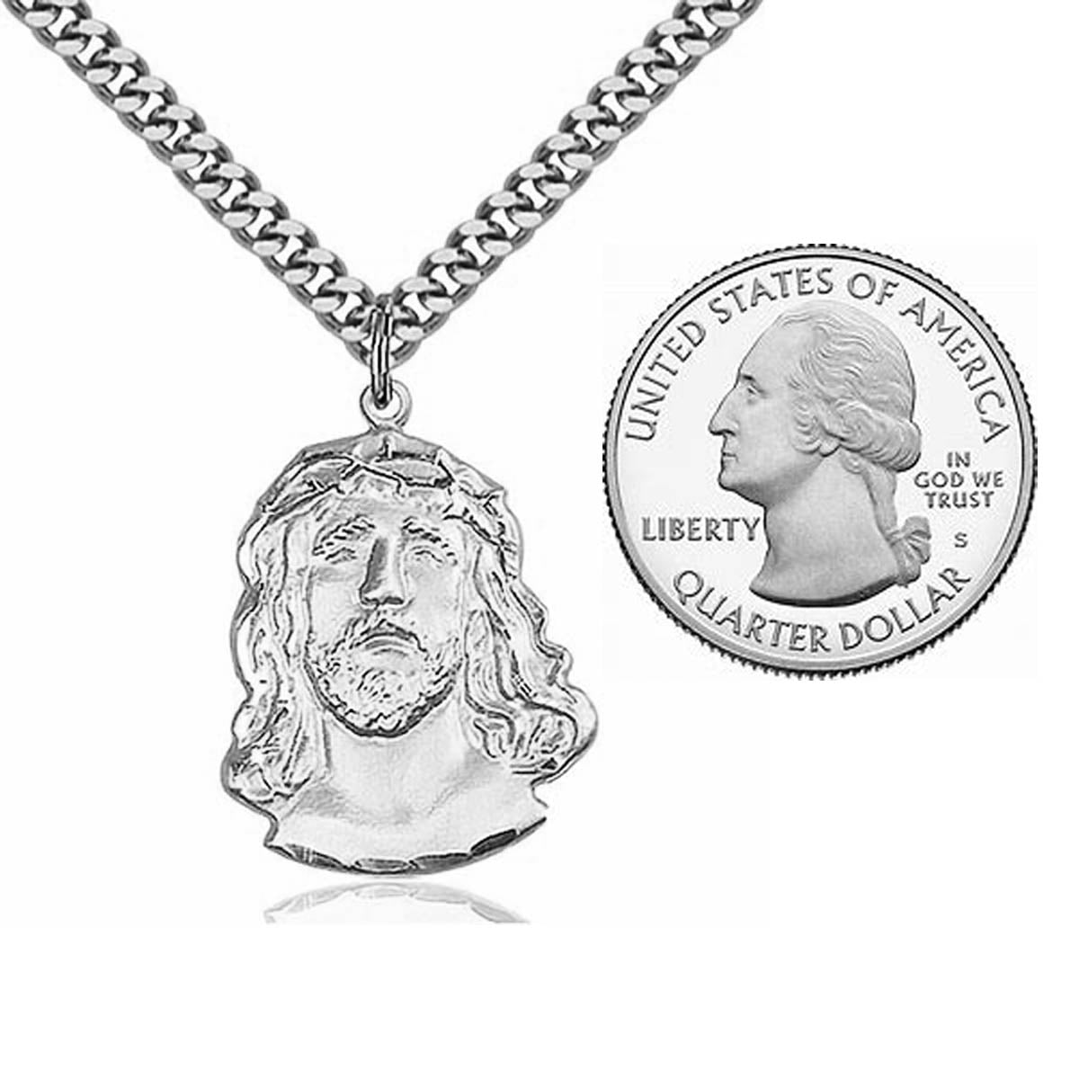 Sterling Silver Ecce Homo (Head of Christ)  Pendant 0083SS/24S