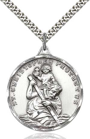 Large Sterling Silver St. Christopher Pendant  0203CSS/24S