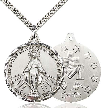 Sterling Silver Miraculous Pendant  0203MSS/24S