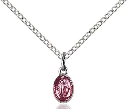 Sterling Silver Miraculous Pink Epoxy Pendant  0205PKSS/18SS