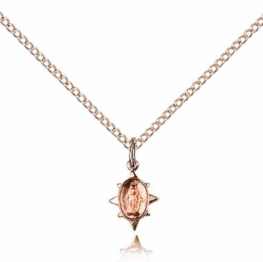 Pink Epoxy Small Gold Miraculous Pendant 0212PSSG/18GF